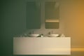 White sink vanity unit in a gray bathroom toned Royalty Free Stock Photo