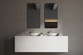 White sink vanity unit in a gray bathroom Royalty Free Stock Photo