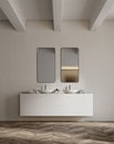 White sink vanity unit in a white bathroom, double Royalty Free Stock Photo