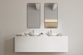 White sink vanity unit in a white bathroom Royalty Free Stock Photo