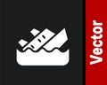 White Sinking cruise ship icon isolated on black background. Travel tourism nautical transport. Voyage passenger ship Royalty Free Stock Photo
