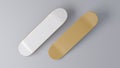 White Skateboard Deck Part. Show bot side on gray background. 3D Rendering Royalty Free Stock Photo