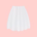 White skirt isolated on pink background in realistic style. Female wear mockup. Vector illustration for your design