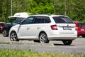 White Skoda Fabia Combi vehicle which is the last one supermini estate car in Europe