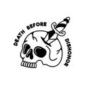 White skull skeleton and sword on white background