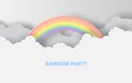 White sky background.Spring and summer season concept.Rainbow festival party landscape.scene place of your text for card and