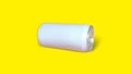 White sleek cans isolated on yellow color background. Stay on tab opening mechanism. Suitable for drinks packaging mock up