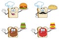 White Sliced Bread Cartoon Mascot Character 3. Collection