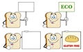 White Sliced Bread Cartoon Mascot Character 4. Collection