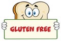 White Sliced Bread Cartoon Mascot Character Holding A Sign