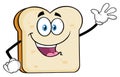 White Sliced Bread Cartoon Mascot Character Waving For Greeting