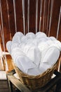 White slippers offered to guests at spa or resort Royalty Free Stock Photo