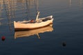 White small boat during golden hour