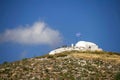 White small greek orthodox chapel on the hill Royalty Free Stock Photo