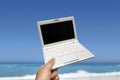 White small Laptop on the beach