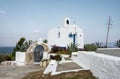 A white small orthodox chapel dedicated to St.Nikolaos. Rafina,Greece Royalty Free Stock Photo