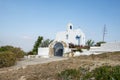 A white small orthodox chapel dedicated to St.Nikolaos. Rafina,Greece Royalty Free Stock Photo