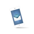 White smart phone with envelope for send sms