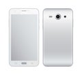 White smart phone in front and back sides
