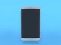 White smart phone mock up black display blue background 3d rendering