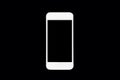 White smartphone on a black background Royalty Free Stock Photo