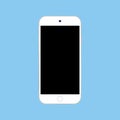 White smartphone iphone with black screen on blue background vector eps10.  Smartphone or mobile phone iphone icon Royalty Free Stock Photo