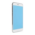 White smartphone with light blue screen mockup Royalty Free Stock Photo