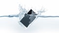 White smartphone mock up sinks in water, 3d rendering