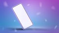 White smartphone mockup on blue and pink gradient background. Device mockup for presentation template Royalty Free Stock Photo