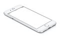 White iphone smartphone mockup CCW rotated lies on the surface. Royalty Free Stock Photo