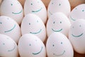 White smile eggs in tray horizontal Royalty Free Stock Photo