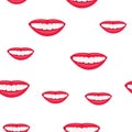 White smile with teeth seamless pattern. Dental jaw. Vector illustration on white background