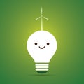 White Smiling Light Bulb on Green Background - Emoji Lightbulb with Funny Face, Emotion - Creative Concept of Idea Royalty Free Stock Photo