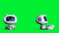 White smiling toy robot animation. 3d rendering.