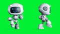 White smiling toy robot animation. 3d rendering.