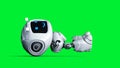 White smiling toy robot animation. 3d rendering.