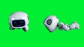 White smiling toy robot animation. 3d rendering.