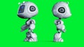 White smiling toy robot animation. 3d rendering.