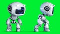 White smiling toy robot animation. 3d rendering.