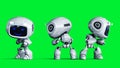 White smiling toy robot animation. 3d rendering.