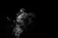 White smoke on black background. Monochrome, grayscale photography of illuminated incense. Moody feeling.