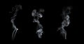 White smoke collection isolated on black background Royalty Free Stock Photo