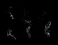 White smoke collection isolated on black background Royalty Free Stock Photo