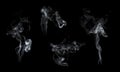 White smoke collection isolated on black background Royalty Free Stock Photo