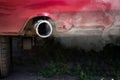 White smoke from the exhaust pipe of the car. Royalty Free Stock Photo