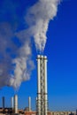 Smoke from a pipe city power plant Royalty Free Stock Photo