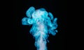 White smoke mixed with blue Floats from the bottom up on a black background.3D Rendering