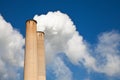 White Smoke out of Industrial smokestack Royalty Free Stock Photo