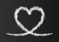 White smoke  plane  heart trail isolated on transparent background Royalty Free Stock Photo