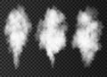 White smoke puff collection isolated on transparent backgroun